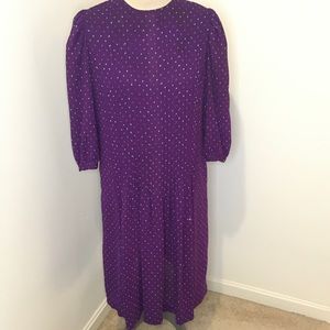 Vintage 1980s Samuel Blue Pleated Bodice Midi Dress size‎ 8